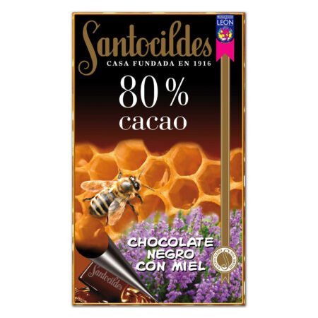 Chocolate Negro 80% Cacao con Miel de Brezo Santocildes · 200 g