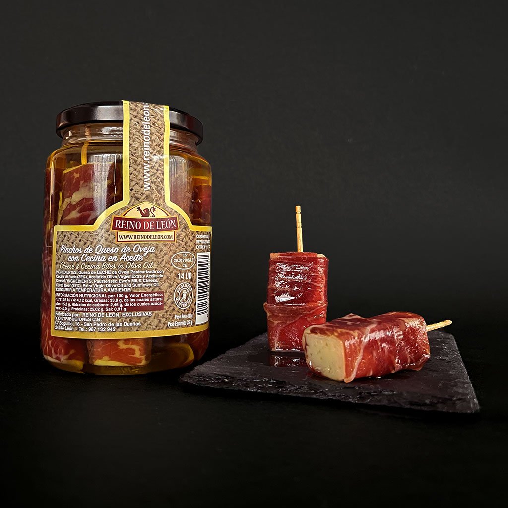 Pinchos de Queso de Oveja y Cecina de Vaca · 14 uds